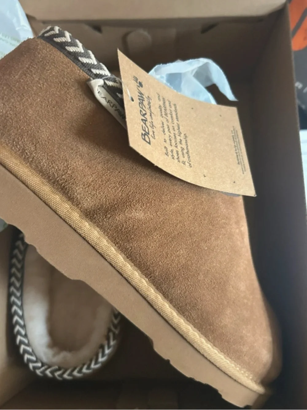 BearPaw Chestnut Suede Slip-On Slippers for men